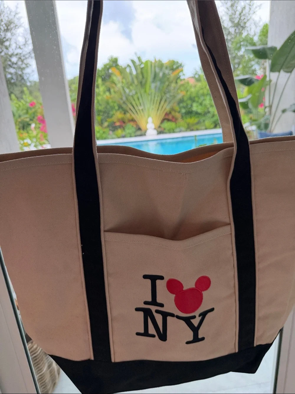 Vintage Classic Canvas Disney Tote Bag I LOVE NY Mickey NYC World of Disney